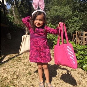 Tea Collection Toddler / Little Girls Long Sleeve Pink and Purple Floral Dress